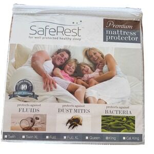 SafeRest Premium King Mattress Protector Waterproof Hypoallergenic Cotton Terry